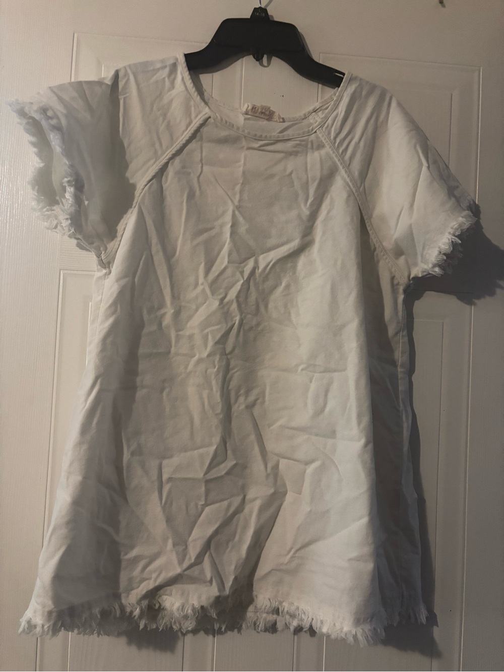 Mazik White Short Sleeve Frayed Edge Tee